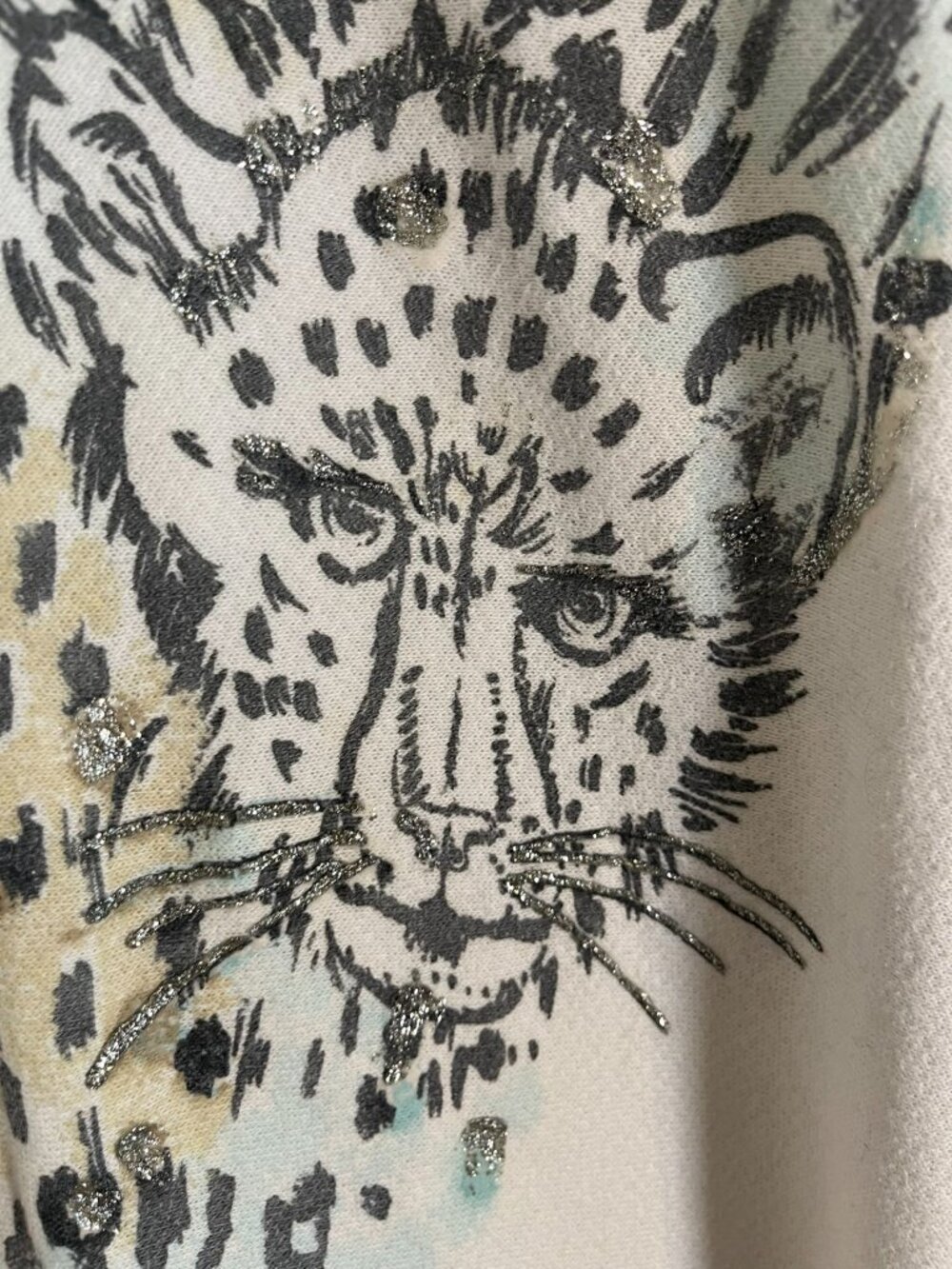 Vintage Leopard Print Sweatshirt S Metallic 1980s Funky Mod Artsy Edgy Grunge - Picture 6 of 11